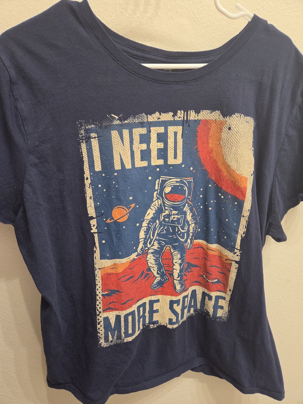 Gildan Navy Short-Sleeve Astronaut Graphic Tee with Red & Cream Accents
